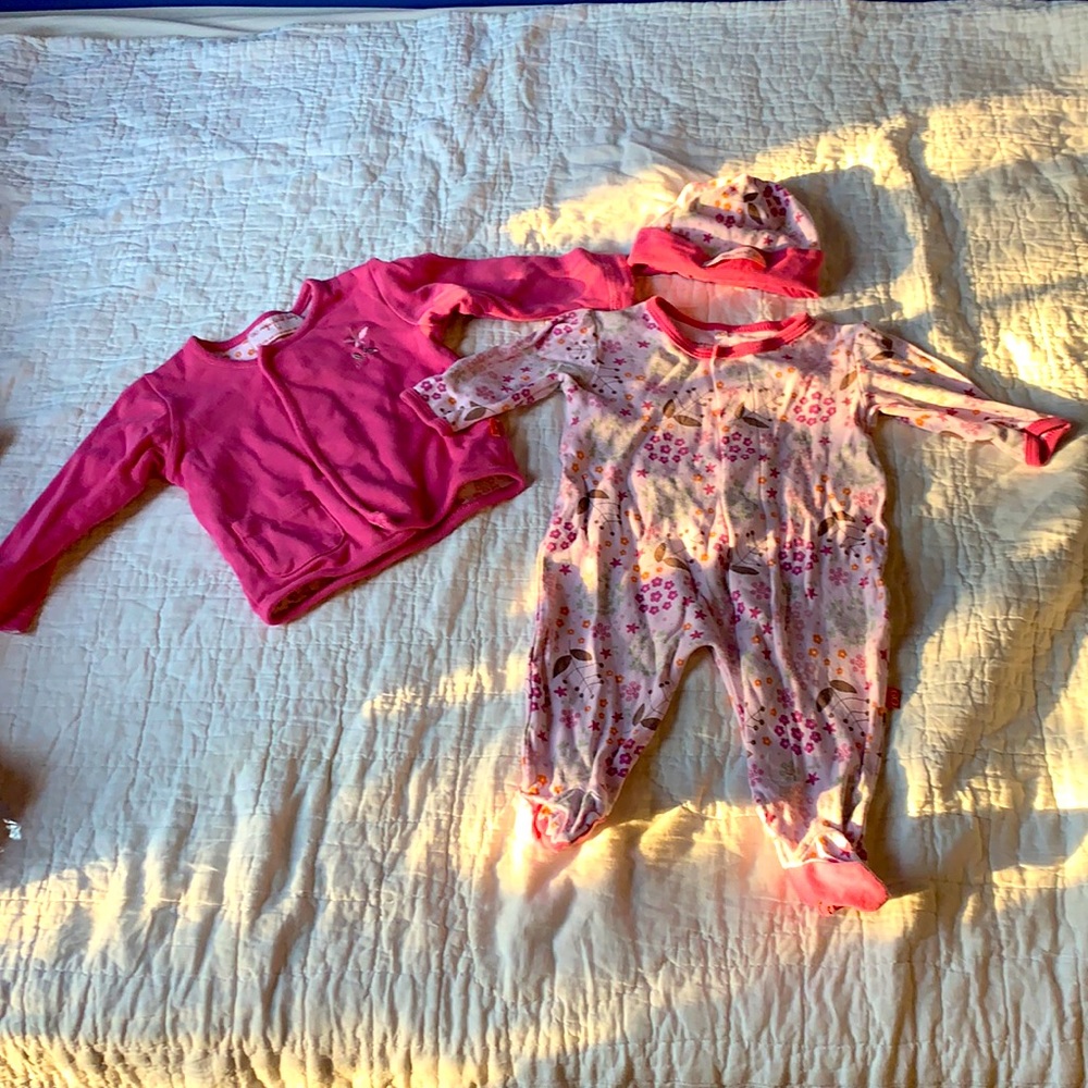 Magnetic footie pjs, hat and little jacket